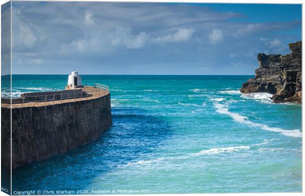 Portreath harbour and the historic 'Monkey Hut' Canvas Print by Chris Warham