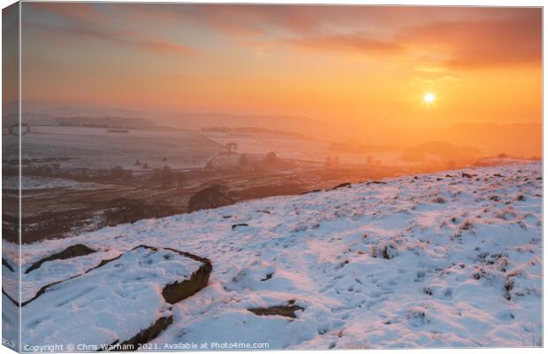 Bakestonedale Moor winter sunset Canvas Print by Chris Warham