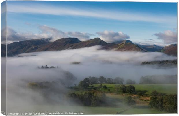 Catbells and Mist - Derwentwater, Lake District Canvas Print by Philip Royal