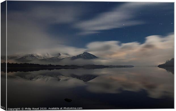 Night Mists and Snowy Skiddaw, Lake District UK Canvas Print by Philip Royal