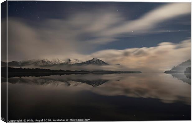 Night Mist Reflection - Skiddaw, Lake District Canvas Print by Philip Royal