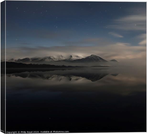 Night Clouds Bassenthwaite Lake, Lake District Canvas Print by Philip Royal