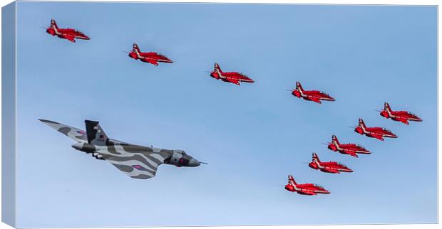 Vulcan Reds Flypast RIAT 2015 Saturday Canvas Print by martin davenport