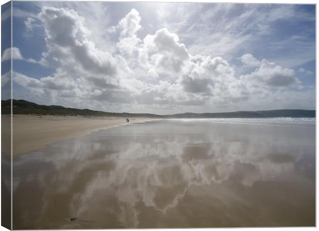 Reflections Hayle Towans Cornwall Canvas Print by  