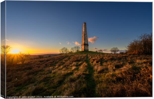 Sunset at the Obelisk Canvas Print by john english