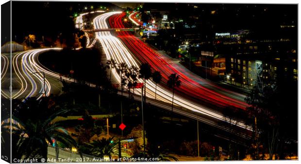 Hollywood Freeway Trails Canvas Print by Ade Tandy