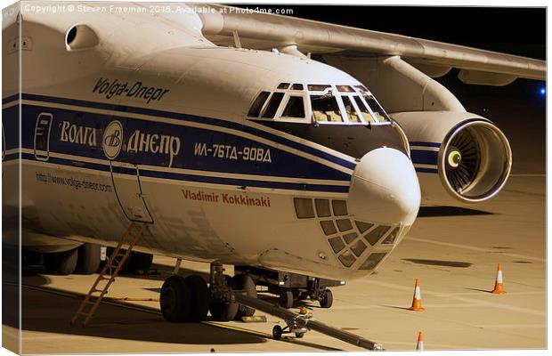  Volga-Dnepr IL-76 at Night Canvas Print by Steven Freeman