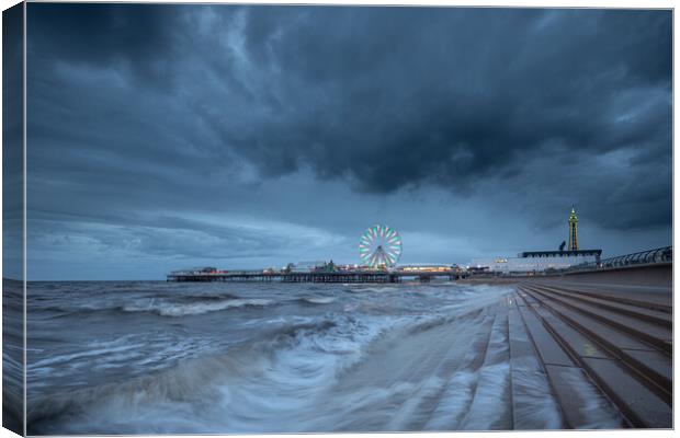 Blackpool Central Pier And Steps Canvas Print by Phil Durkin DPAGB BPE4