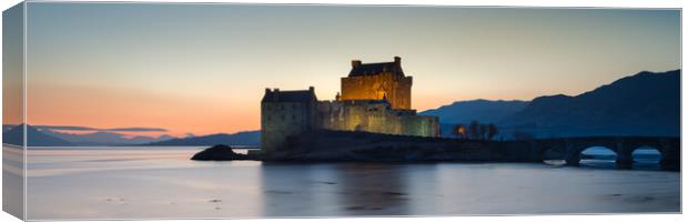 Eilean Donan Castle  Panoramic Sunset- Scotland Canvas Print by Phil Durkin DPAGB BPE4