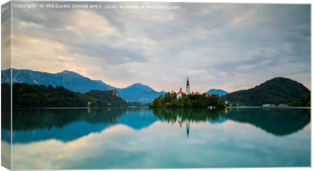 Dawn Over Lake Bled - Slovenia Canvas Print by Phil Durkin DPAGB BPE4