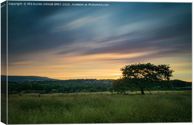 Bradshaw and Harwood Sunset with Winter Hill Canvas Print by Phil Durkin DPAGB BPE4