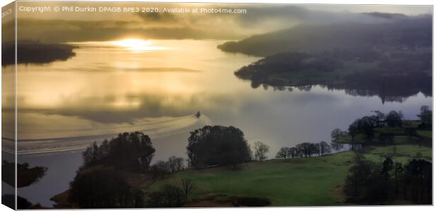Windermere Sunrise With Early Morning  Boat Canvas Print by Phil Durkin DPAGB BPE4