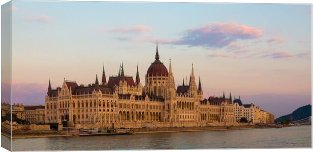 Hungarian Parliament Building at Sunset Canvas Print by Phil Durkin DPAGB BPE4
