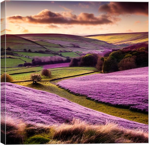 Heather on The Yorkshire Dales Canvas Print by Adam Kelly