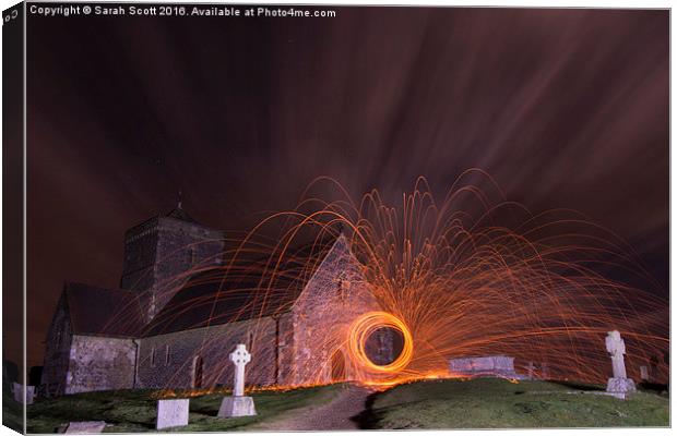 Sparks Fly at St. Martha's Church, Guildford Canvas Print by Sarah Scott