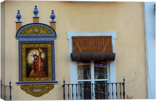 Ceramic panel with religion subject in Seville Canvas Print by Jose Manuel Espigares Garc