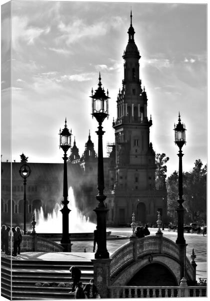 The Square of Spain, in Seville. Seville traditional architecture 1 Canvas Print by Jose Manuel Espigares Garc