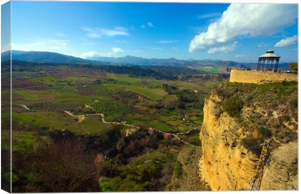 Landscape of Ronda -from the balcony in the park- Canvas Print by Jose Manuel Espigares Garc