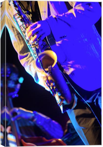 Performance with saxo Canvas Print by Jose Manuel Espigares Garc