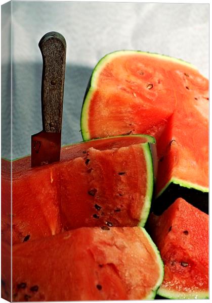  Still life with a watermelon 1 Canvas Print by Jose Manuel Espigares Garc