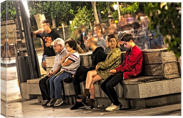 People sitting and relaxing in the evening Canvas Print by Jose Manuel Espigares Garc