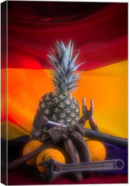 This still life has been made with a pine-apple, a Canvas Print by Jose Manuel Espigares Garc