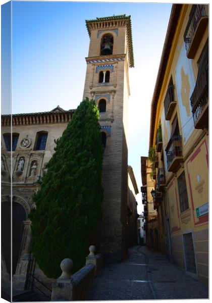 This is the tower of a church in the very centree  Canvas Print by Jose Manuel Espigares Garc