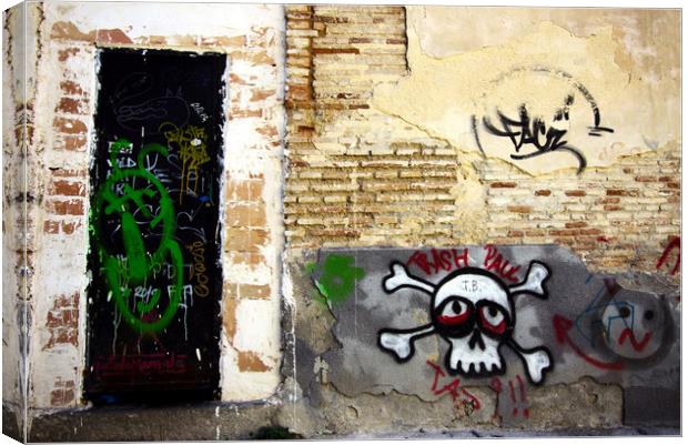 These are graffiti painted on the walls of the his Canvas Print by Jose Manuel Espigares Garc