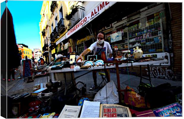 This is an open air market that takes place every  Canvas Print by Jose Manuel Espigares Garc