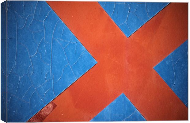 Abstraction of a red cross on a blu background Canvas Print by Jose Manuel Espigares Garc