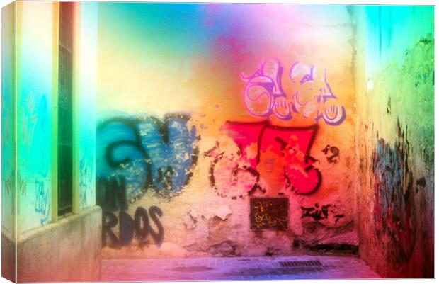 Grafitti on a derelict wall in Seville center Canvas Print by Jose Manuel Espigares Garc