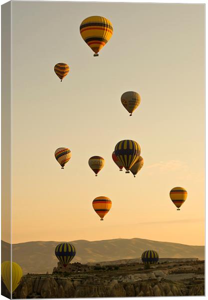 Hot air balloons in Cappadocia, Turkey Canvas Print by Mike Sannwald