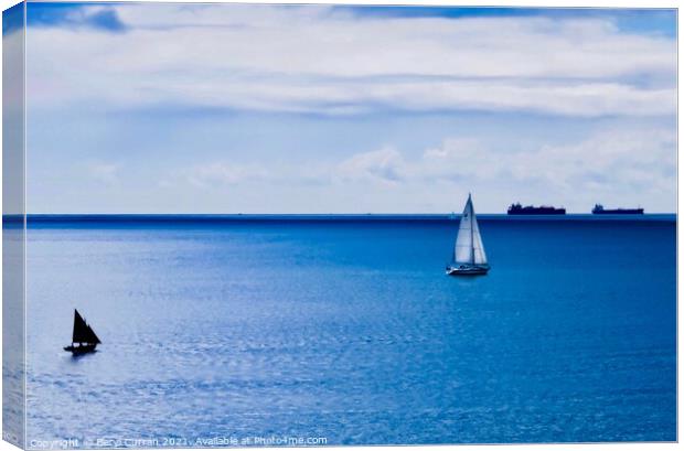 Vessels in the bay. Mounts Bay  Cornwall  Canvas Print by Beryl Curran
