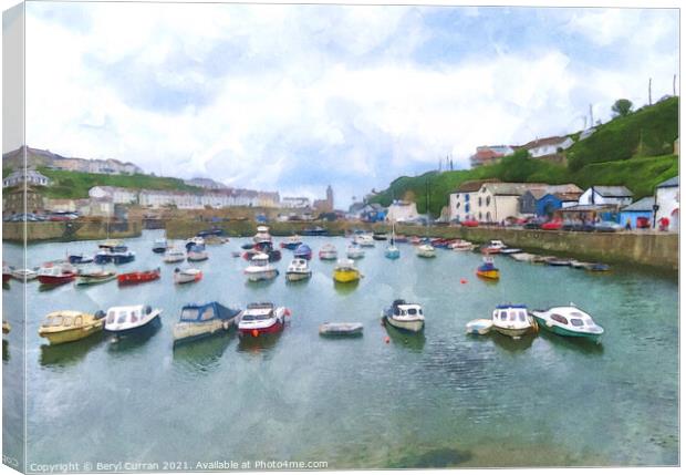 Tranquil Porthleven Harbour Canvas Print by Beryl Curran