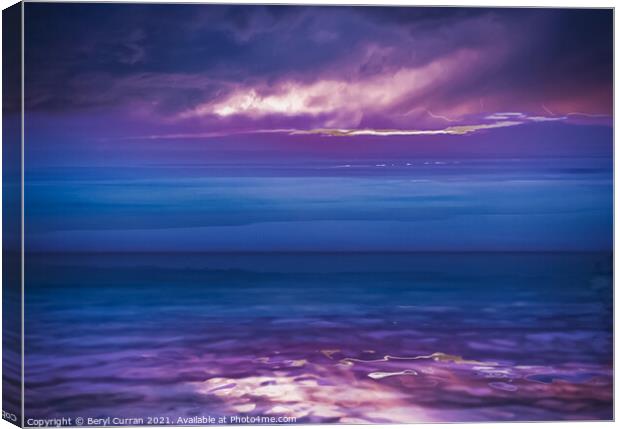 A Moody Purple Seascape Canvas Print by Beryl Curran