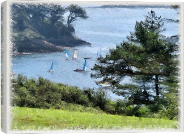 Serene Sailing in Cornish Cove Canvas Print by Beryl Curran
