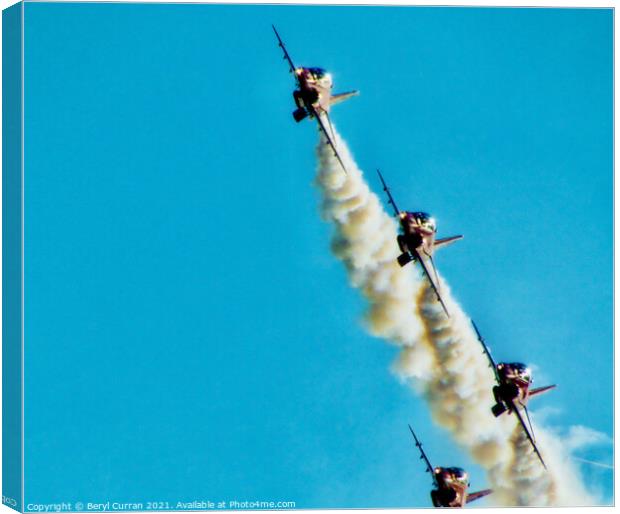 Thrilling Red Arrows Acrobatics Canvas Print by Beryl Curran