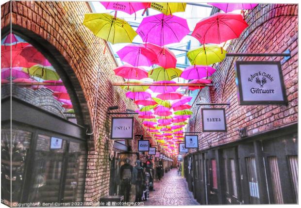 Colourful Umbrella Paradise Camden Market Canvas Print by Beryl Curran