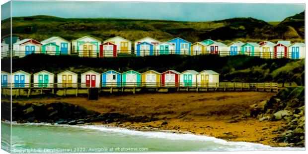 Coastal Colourful Cornish Huts Canvas Print by Beryl Curran