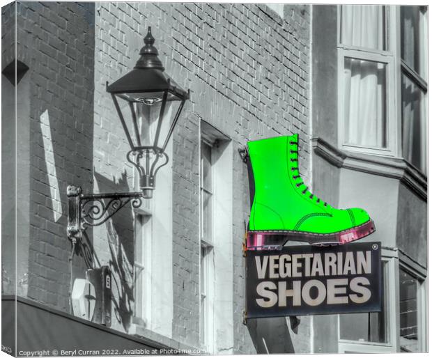 Green Boots in Bohemian Brighton Canvas Print by Beryl Curran