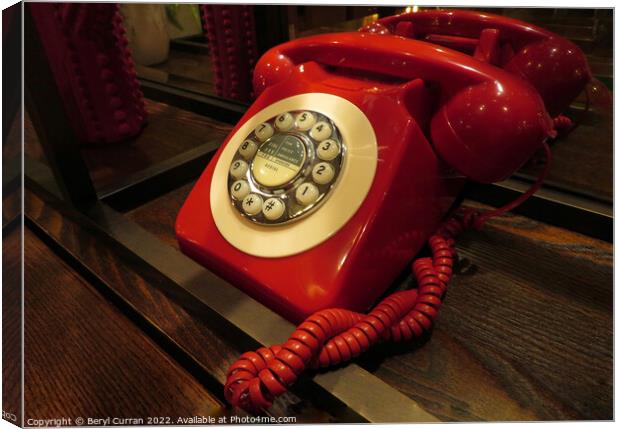 Nostalgic Red Telephone Canvas Print by Beryl Curran