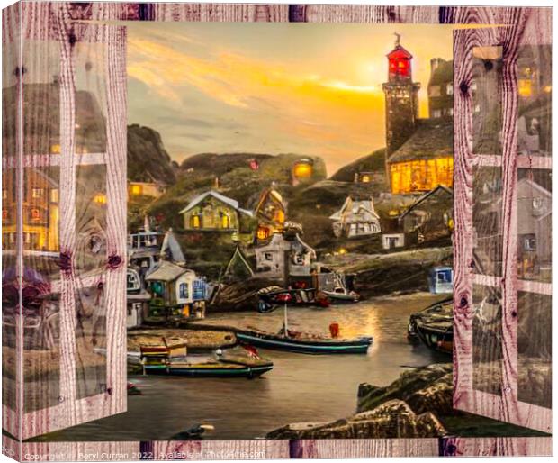 Bustling Cornish fishing village Canvas Print by Beryl Curran