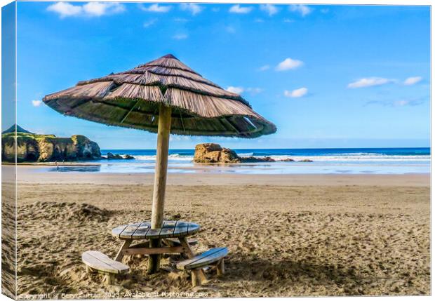 A Coastal Oasis Perranporth Beach Canvas Print by Beryl Curran