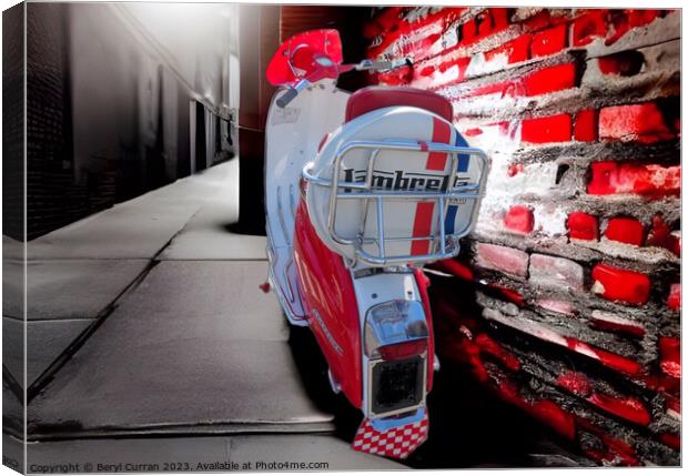 Red and White Lambretta Canvas Print by Beryl Curran