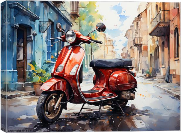 Red  Scooter Canvas Print by Beryl Curran