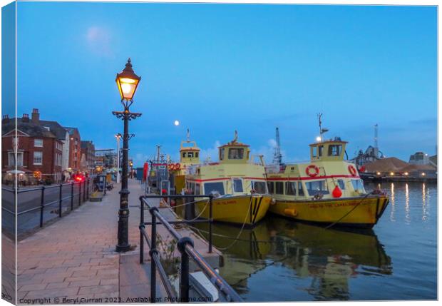 Nighttime along Poole harbour  Canvas Print by Beryl Curran