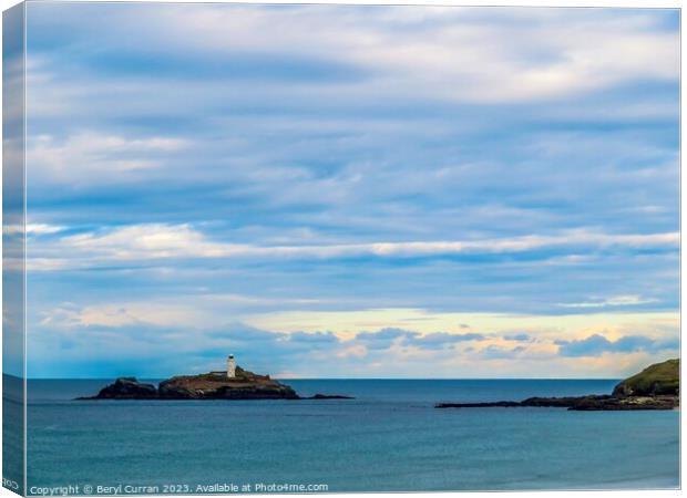 The Sky The Sea and The Lighthouse  Canvas Print by Beryl Curran