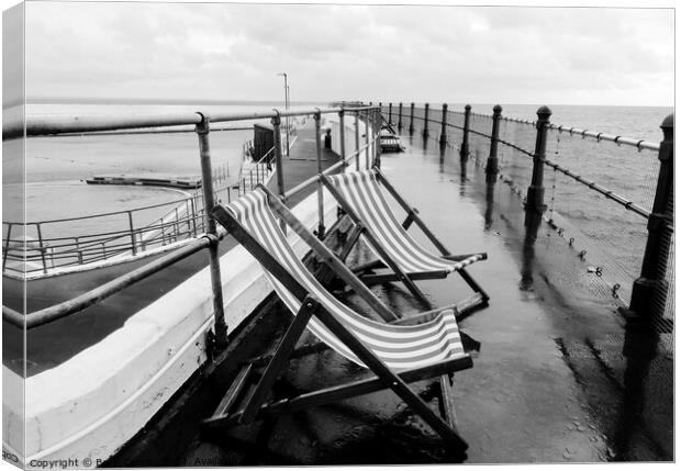 Two Deckchairs  Jubilee Pool Penzance Cornwall  Canvas Print by Beryl Curran