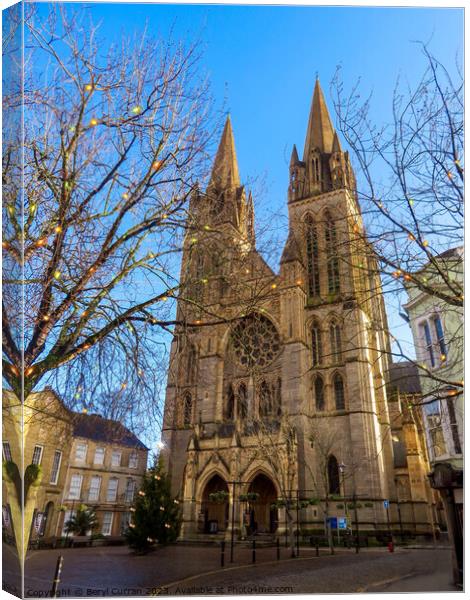 Truro Cathedral at Christmas Time Canvas Print by Beryl Curran