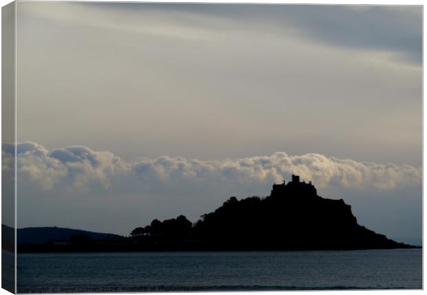 St Michael’s Mount silhouette  Canvas Print by Beryl Curran